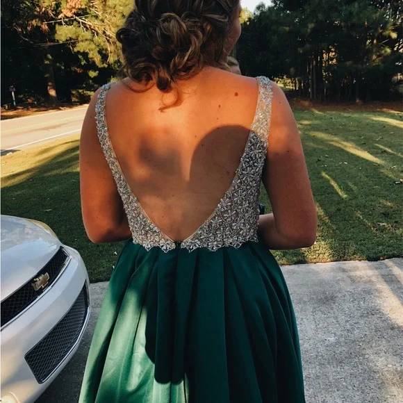 Dave & Johnny | Dresses | Emerald Green Prom Dress With Beading | Poshmark